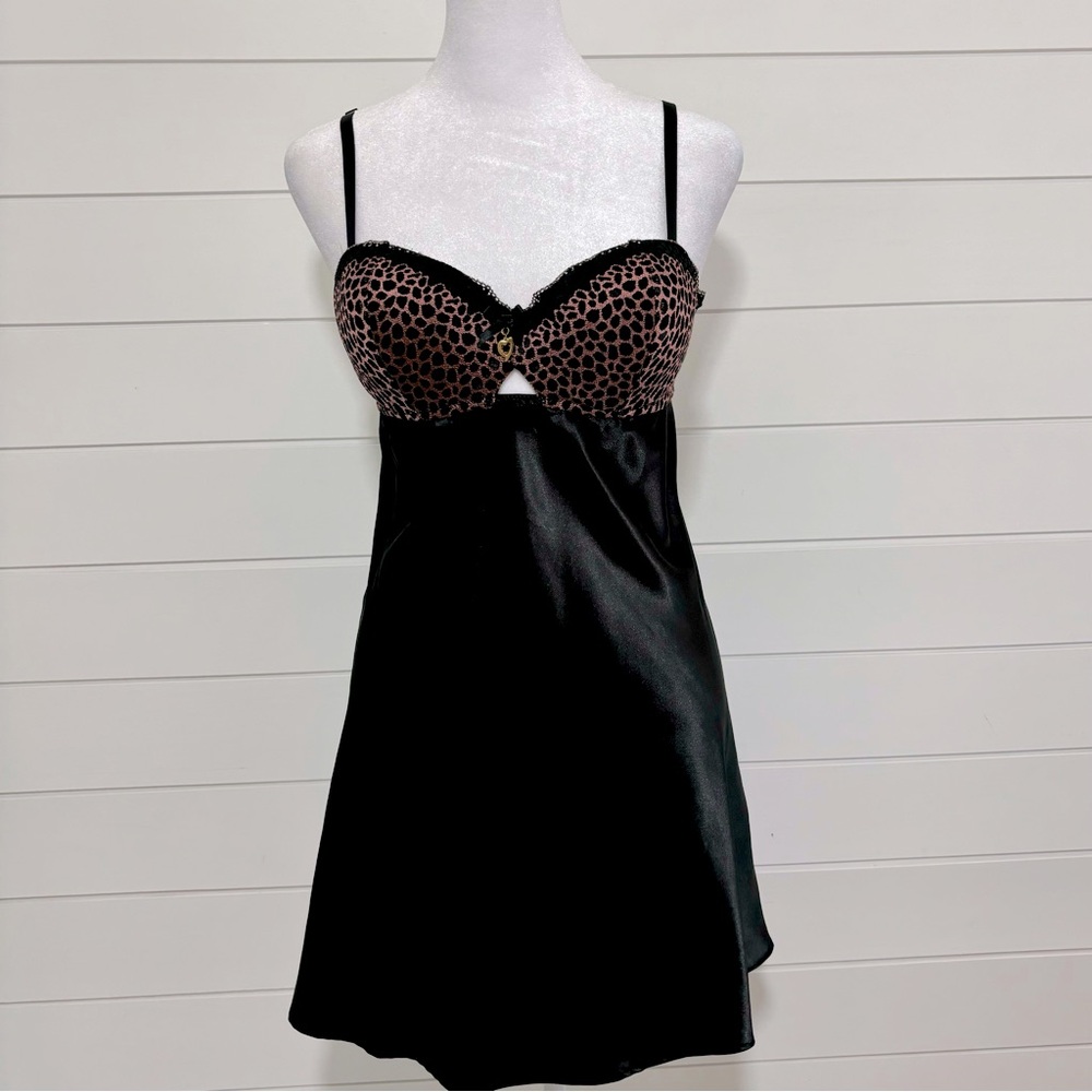 Thalia Sodi Black Cheetah Print Chemise Black&Brown Size‎ M